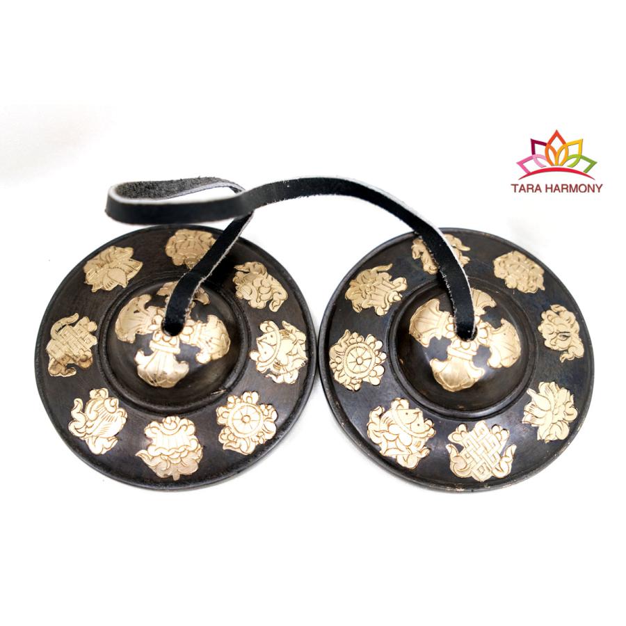 高級ティンシャ【彫金・八吉祥文様】（美音）　[TS241160-07D]　#チベタンベル　#ヨガ　#浄化　#ヒーリング 【Hollowed】