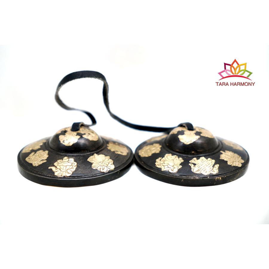 高級ティンシャ【彫金・八吉祥文様】（美音）　[TS241160-07D]　#チベタンベル　#ヨガ　#浄化　#ヒーリング 【Hollowed】