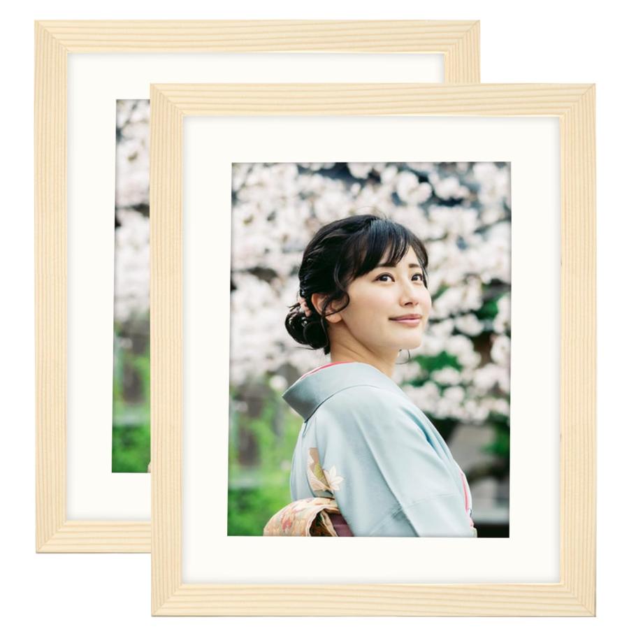 フォトフレーム 六切 木製額縁 2枚セット ウッドフォトフレーム 写真