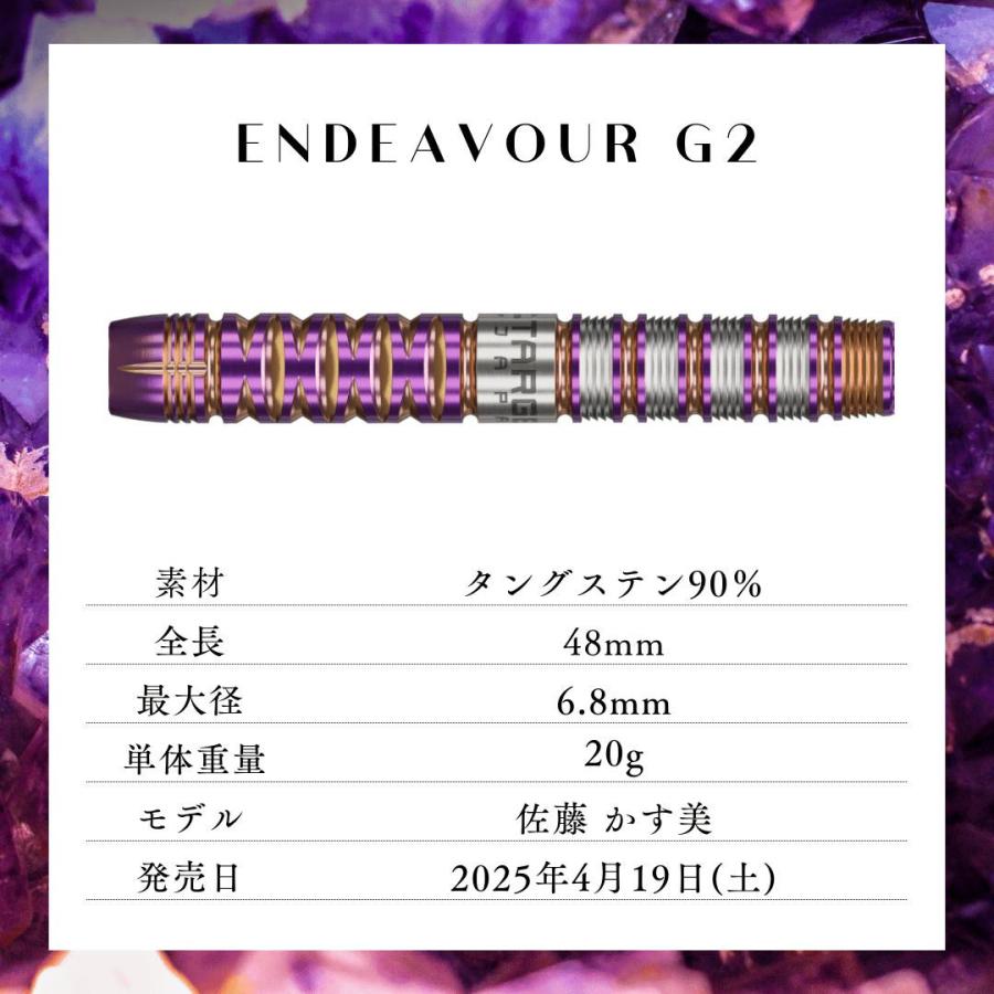 TARGET ENDEAVOUR G2 90% 20G 2BA 佐藤 かす美モデル（エンデバー ジェネレーションツー Kasumi Sato）タングステン ソフトチップ ダーツ ターゲットの画像