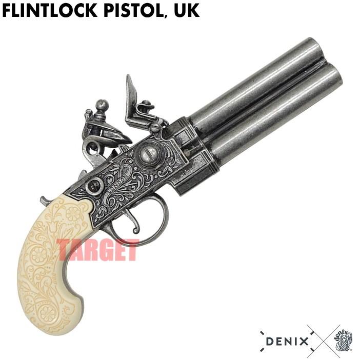 DENIX ダブルバレルフリントロックピストル イギリス グレー DENIX ダブルバレルフリントロックピストル イギリス グレー