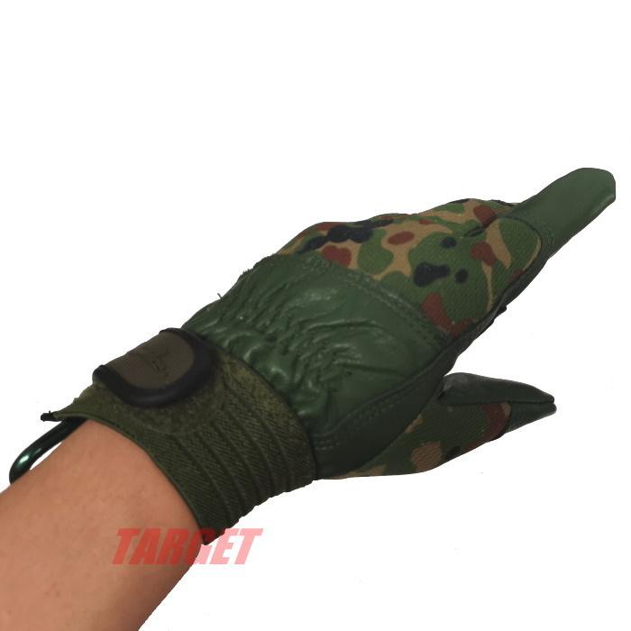 陸上自衛隊 迷彩 タクティカルグローブ 牛本革 耐摩擦 カラビナ対応