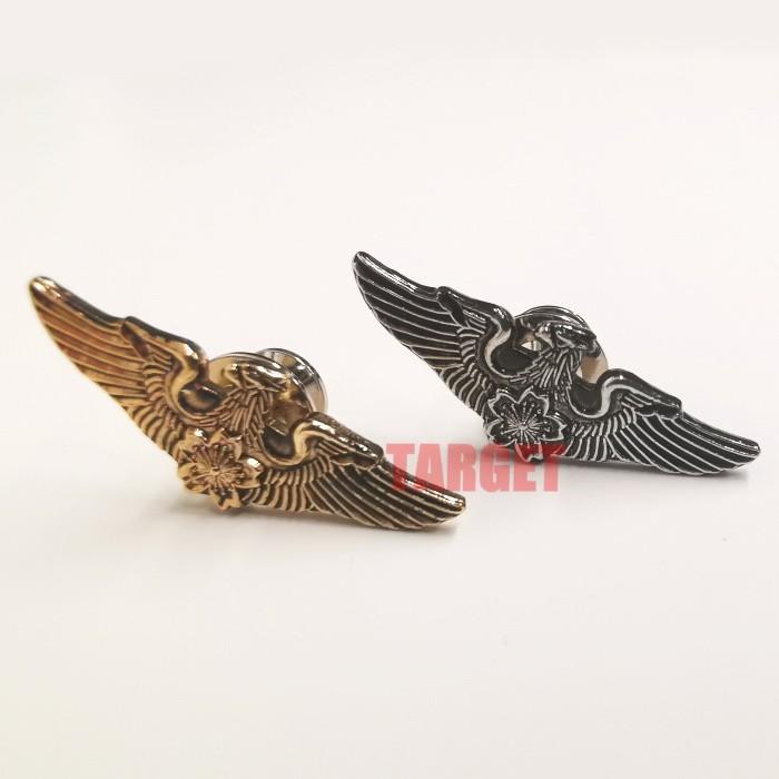 ピンバッジ 航空自衛隊 航空徽章 イブシ仕上げ 32mm 金/銀