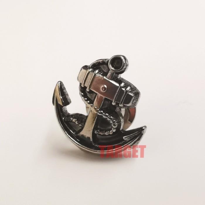 ピンバッジ 海上自衛隊 イカリマーク イブシ仕上げ 18mm 金/銀 （海自