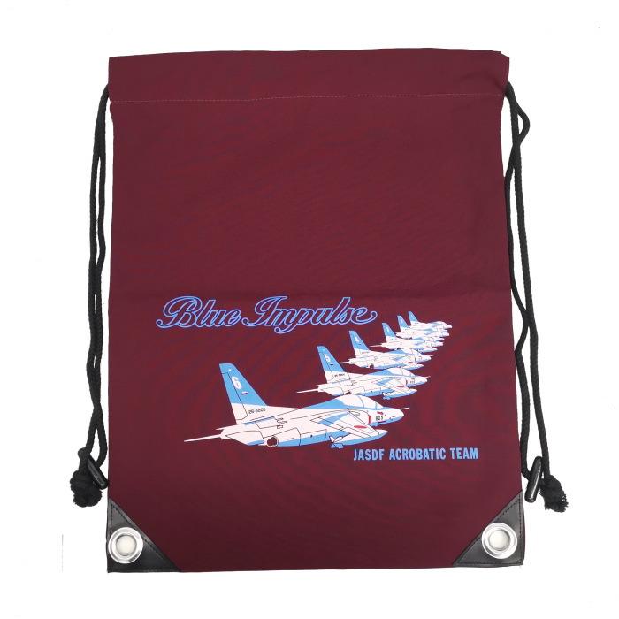 航空自衛隊 ナップザック ブルーインパルス 6機編隊 T4 黒/灰色/赤紫/えんじ（ナップサック バッグ リュック ジムサック シューズ