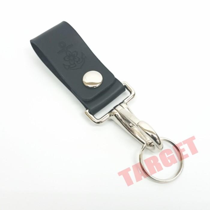 海上自衛隊マーク入り 皮製キーホルダー 茶/黒 : TARGET ミリタリー