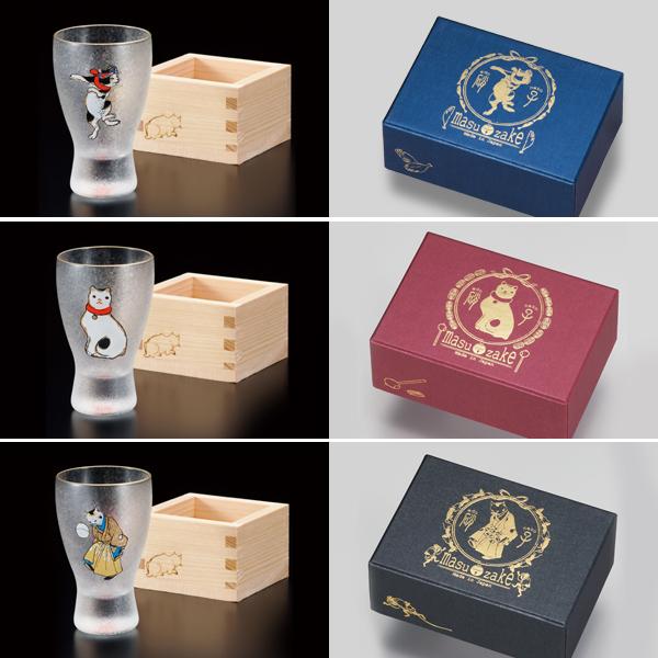 ADERIA 日本酒 グラス l 江戸猫ぐらす 枡酒 浮世絵 日本製 猫 ネコ