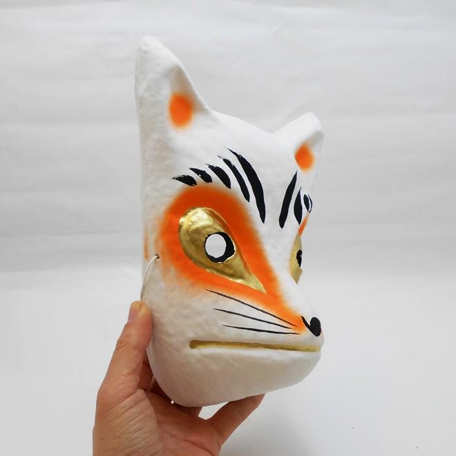 お面 キツネの和紙面（狐の張子面） : 駄菓子とおもちゃの太郎と花子