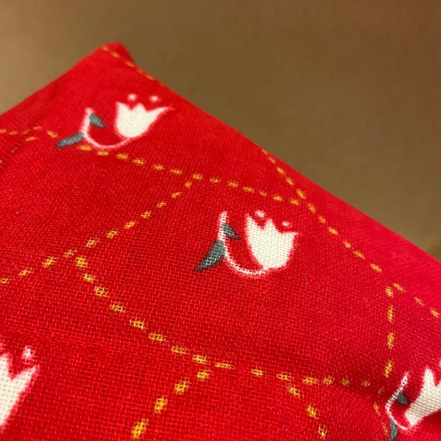 竹久夢二］ガーゼタオルハンカチすずらん赤 レトロ 大正ロマン 母の日