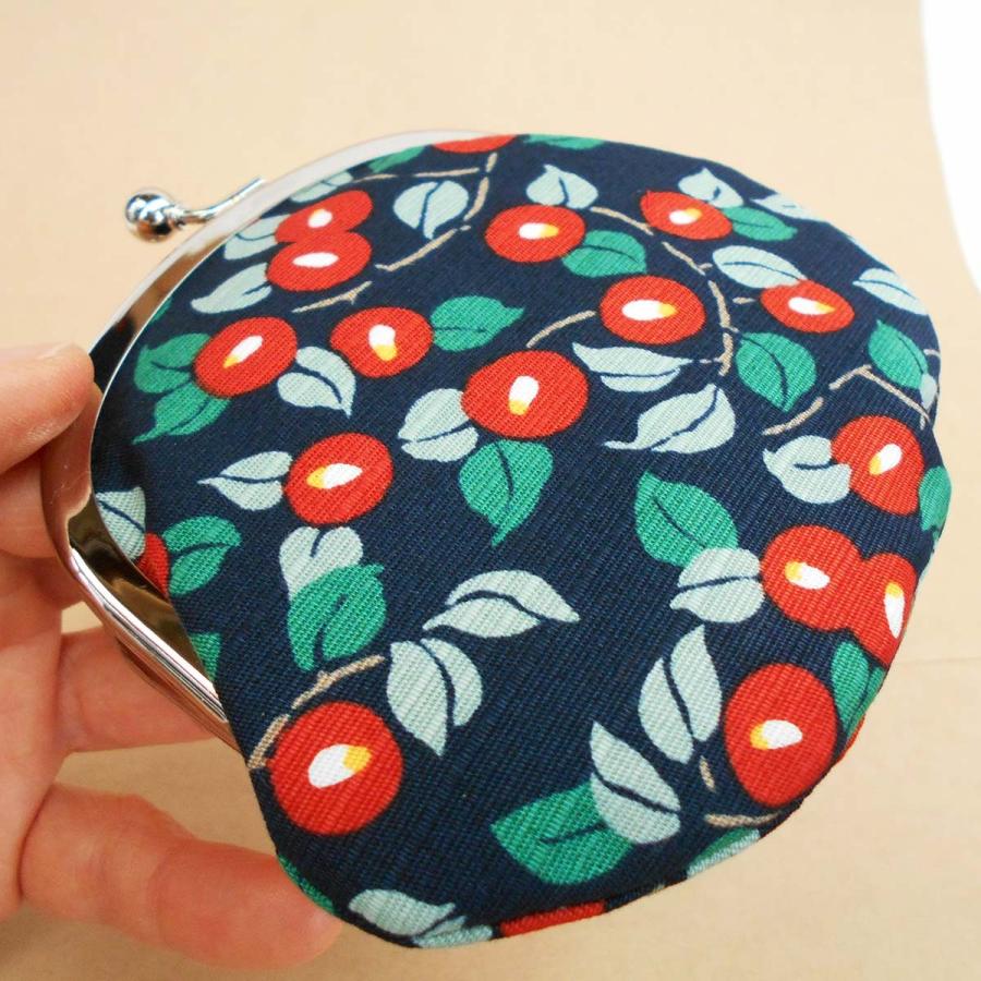 竹久夢二］がま口 黒地つばき柄 大正ロマン 母の日ギフト : 駄菓子と