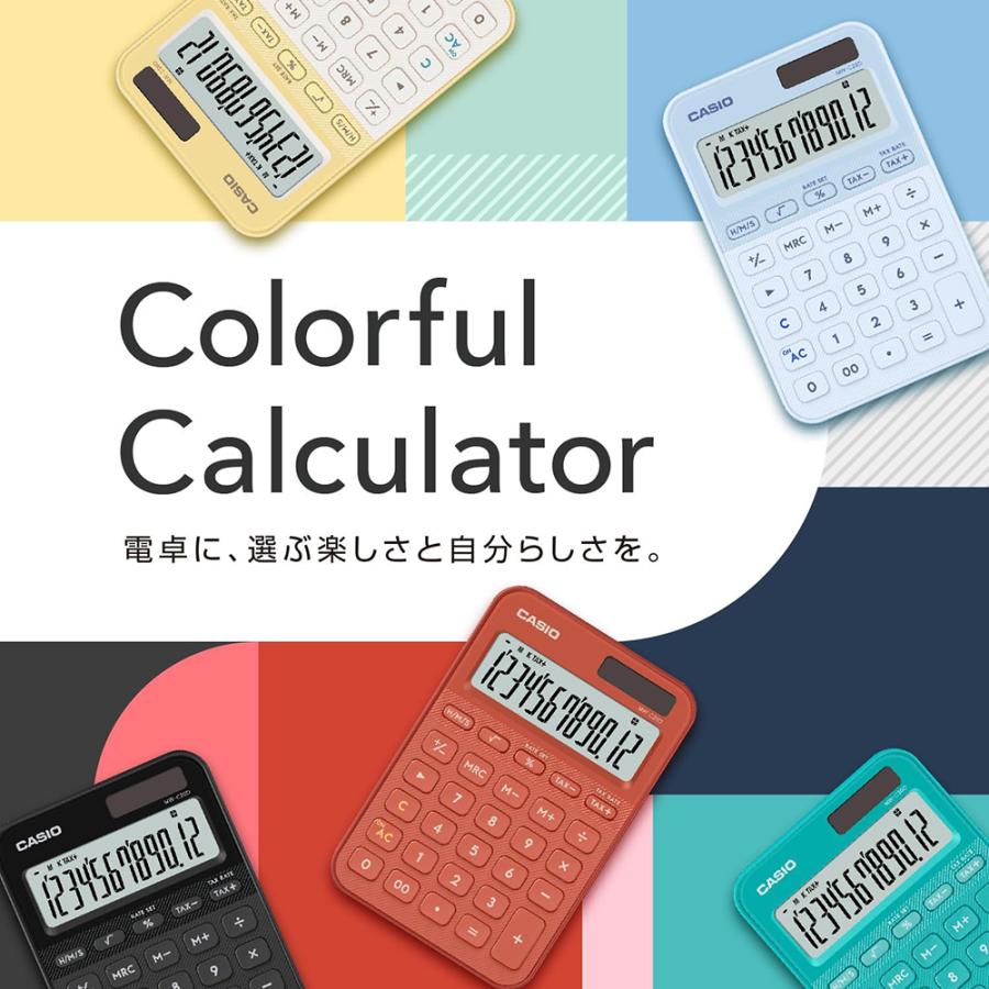 CASIO（カシオ） カラフル電卓 ミニジャストタイプ 12桁 [ 卓上 時間