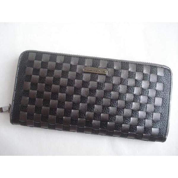 サマンサタバサ(samantha thavasa)　サマンサキングズ（samantha kingz） ラウンド長財布 ブロックメッシュ　ブラックXグレー