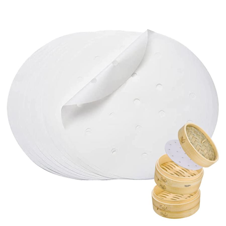 【 滴水製作所 】お手入れ簡単 セイロ専用用紙 セパレート紙 直径18cm（セイロ 21cm対応）業務用 穴あき丸型 100枚セット | 