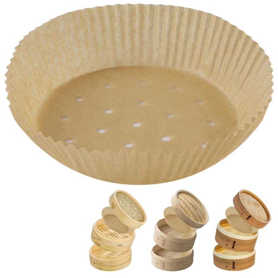 【 滴水製作所 】お手入れ簡単 タルト型 セイロ専用用紙 セパレート紙  ( セイロ 21cm対応 ) 業務用 穴あき丸型 100枚セット | 