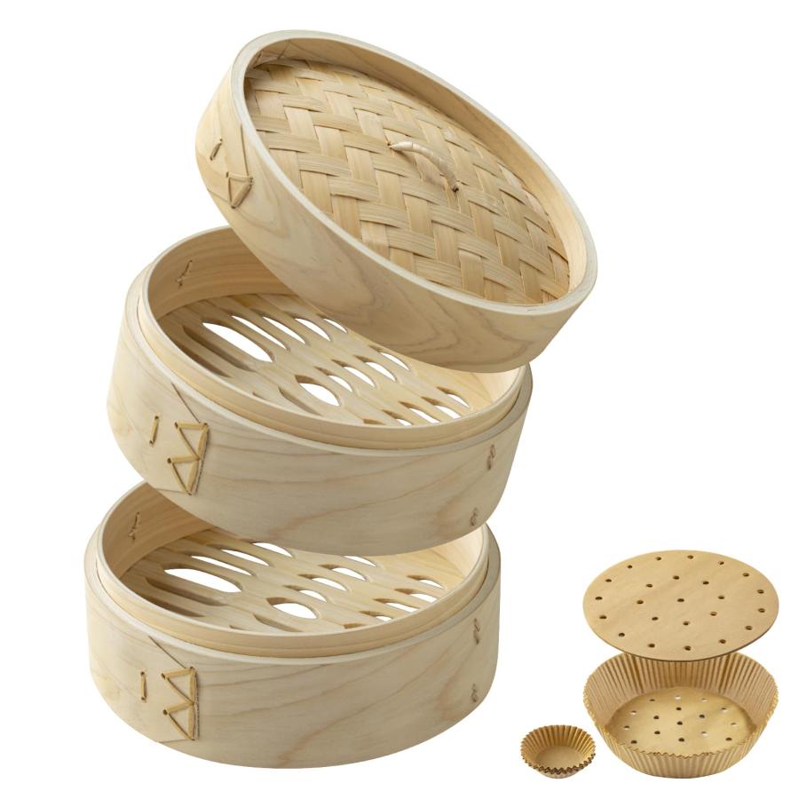 【正規品】蒸気の強さUP！ 軽量型ヒノキ 18cm セイロ専用用紙 60枚付_【 滴水製作所 】特許出願中 檜 ヒノキ 蒸篭 せいろ 蒸し器 国産の檜を使用 | 