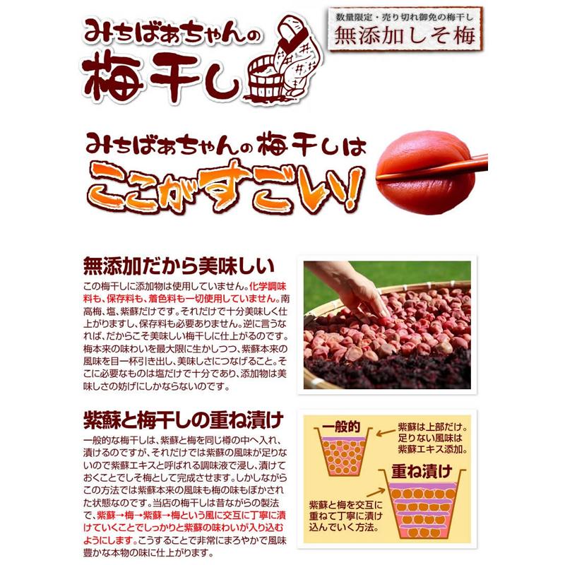 樽の味 梅干し 無添加『みちばあちゃんの梅干し「しそ梅」500g』 熱中