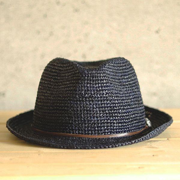 麦わら帽子 メンズ レディース 大きいサイズ ラフィア 中折れハット ストローハット プレゼント レジャー アウトドア 春夏 56 58 60 62 ネイビー 紺