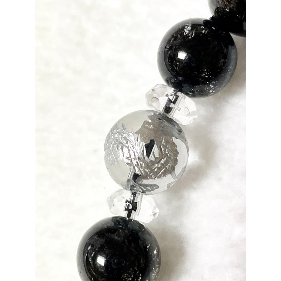 モリオンルチル 水晶 四神 邪気払い 開運 浄化 ハンドメイド メンズ
