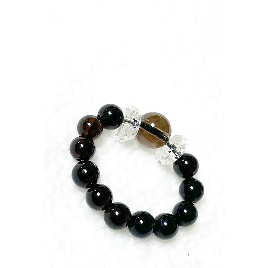 スモーキークォーツ モリオン 水晶 最強 邪気払い 御守り 綺麗 リボン