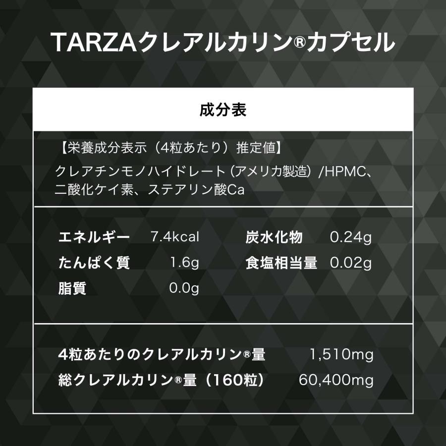 TARZA（ターザ） クレアルカリン カプセル 60,400mg 160粒入り（40回分） 高純度 クレアチン モノハイドレート 国内製造 タブレット 錠剤 |  | 14