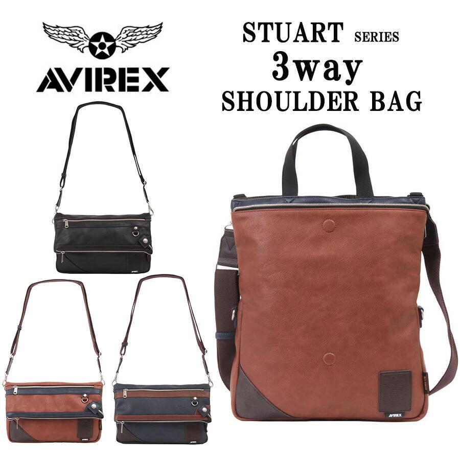 AVIREX ax5003 スチュアート 3WAYショルダー 斜め掛け 鞄 カバン かばん バッグ 普段使い 使いやすい ミリタリー メンズ プレゼント ギフト ブラック 父の日 AVIREX ax5003 スチュアート 3WAYショルダー 斜め掛け 鞄 カバン