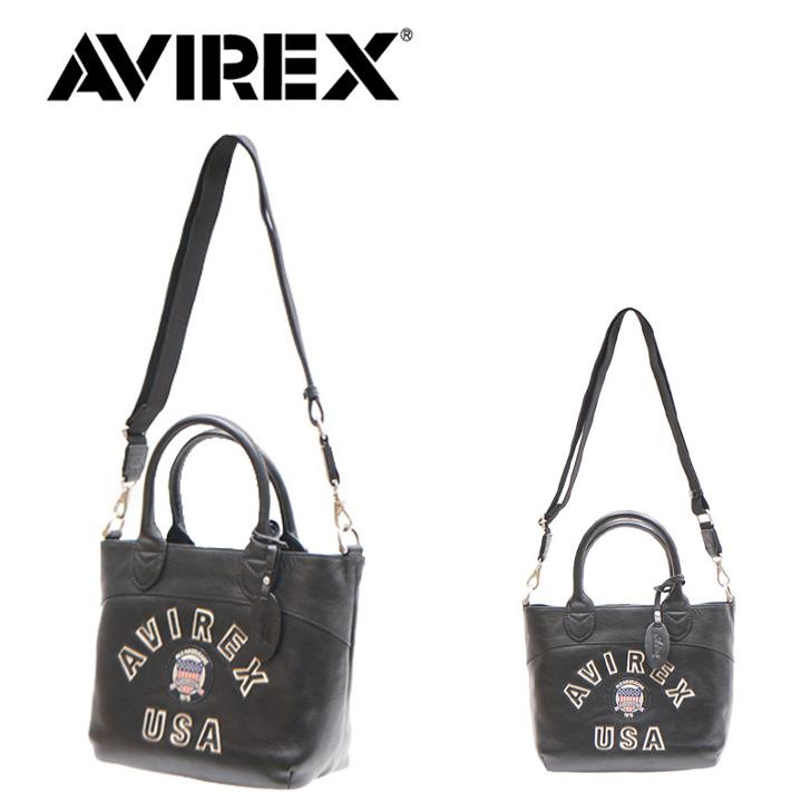 【ポイント10倍】AVIREX アビレックス バーシティー レザー ミニ トートバッグ AVX5626 バッグ 鞄 手持ち ひじ掛け 斜め掛け 肩掛け 2WAY ショルダー おでかけ 旅行 ブラック 黒 シンプル ギフト プレゼント 贈り物 メンズ レディース 記念日 AVIREX（アヴィレックス） アビレックス バーシティー レザー ミニ