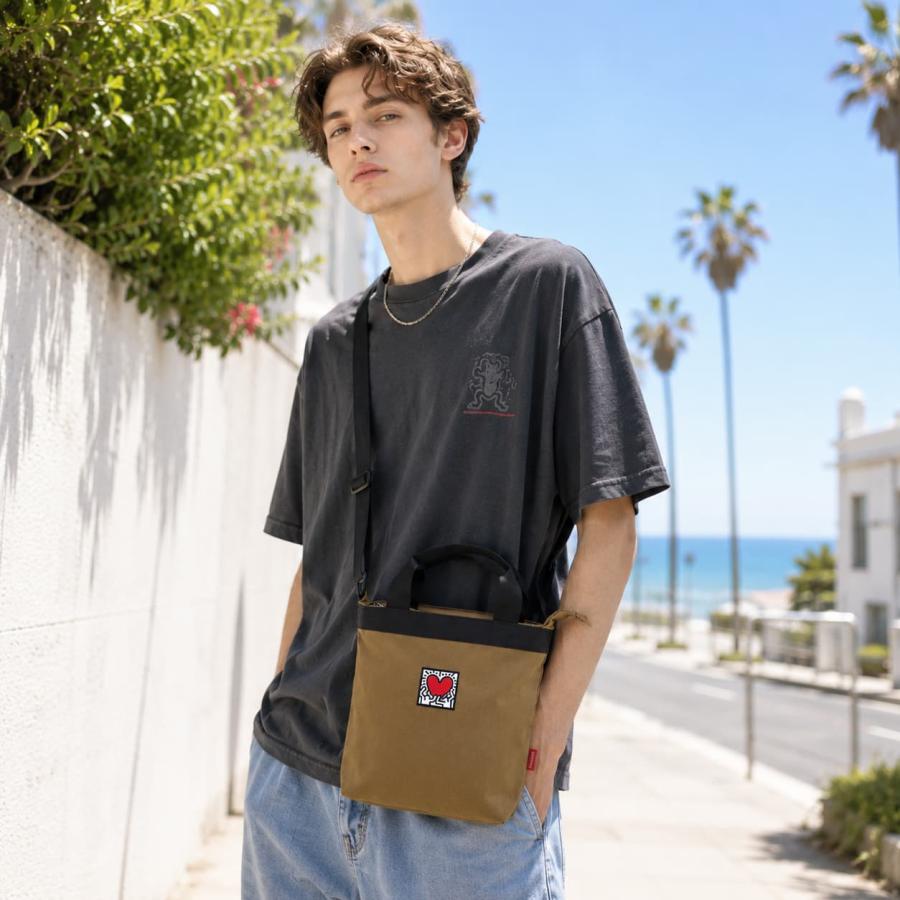 ​【希少・ハンガリー製】70s  曲がりポケット バックプリント KeithHaring ベーシック2way手提げS ショルダーバッグ トートバッグ