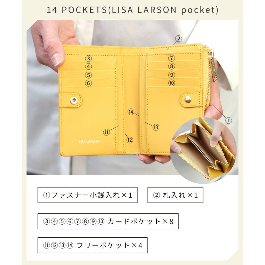 LISA LARSON グリーン 二つ折り財布 Lisa Larson（リサラーソン） 二つ折り財布 本革 レディース LTLM-01