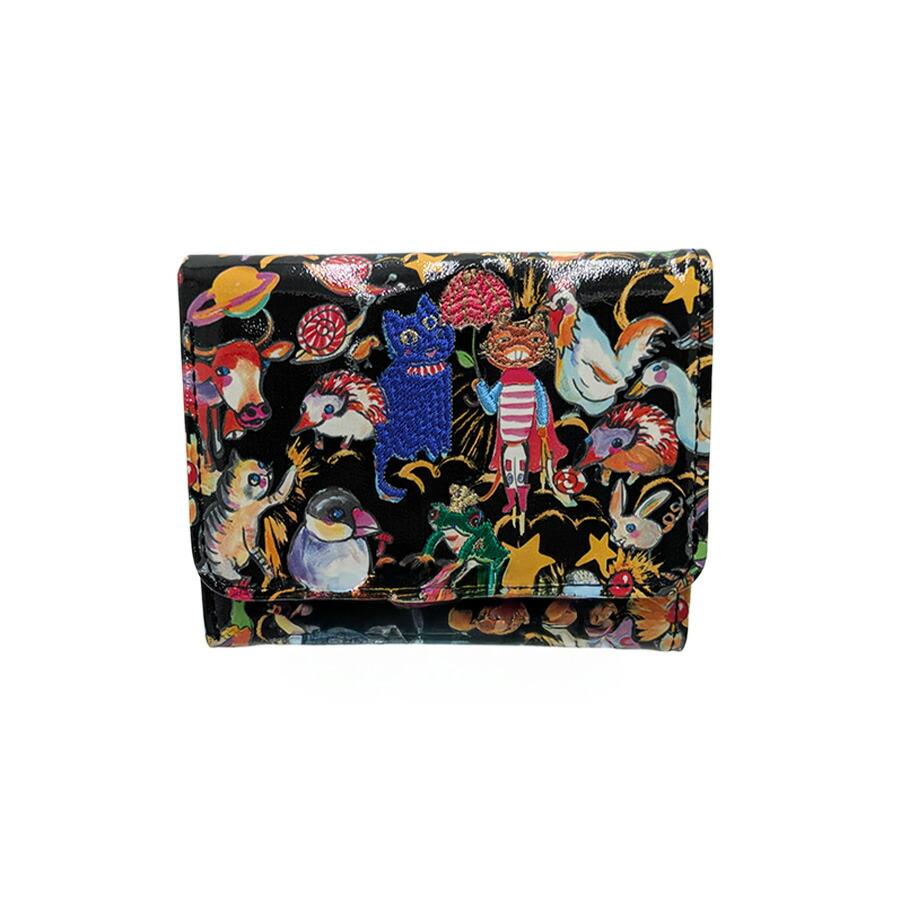 tsumorichisatoCARRY 57721 モリノドウブツ 三つ折り財布 折り財布 ウォレット コンパクト レディース プレゼント ギフト 母の日 日本製 一粒万倍 ブラック tsumorichisatoCARRY 57721 モリノドウブツ 三つ折り財布 折り財布