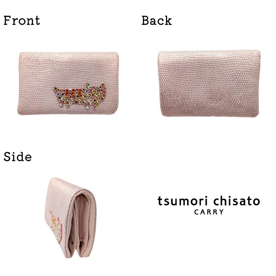 tsumorichisatoCARRY キラキラネコストーン 二つ折り財布 折り財布