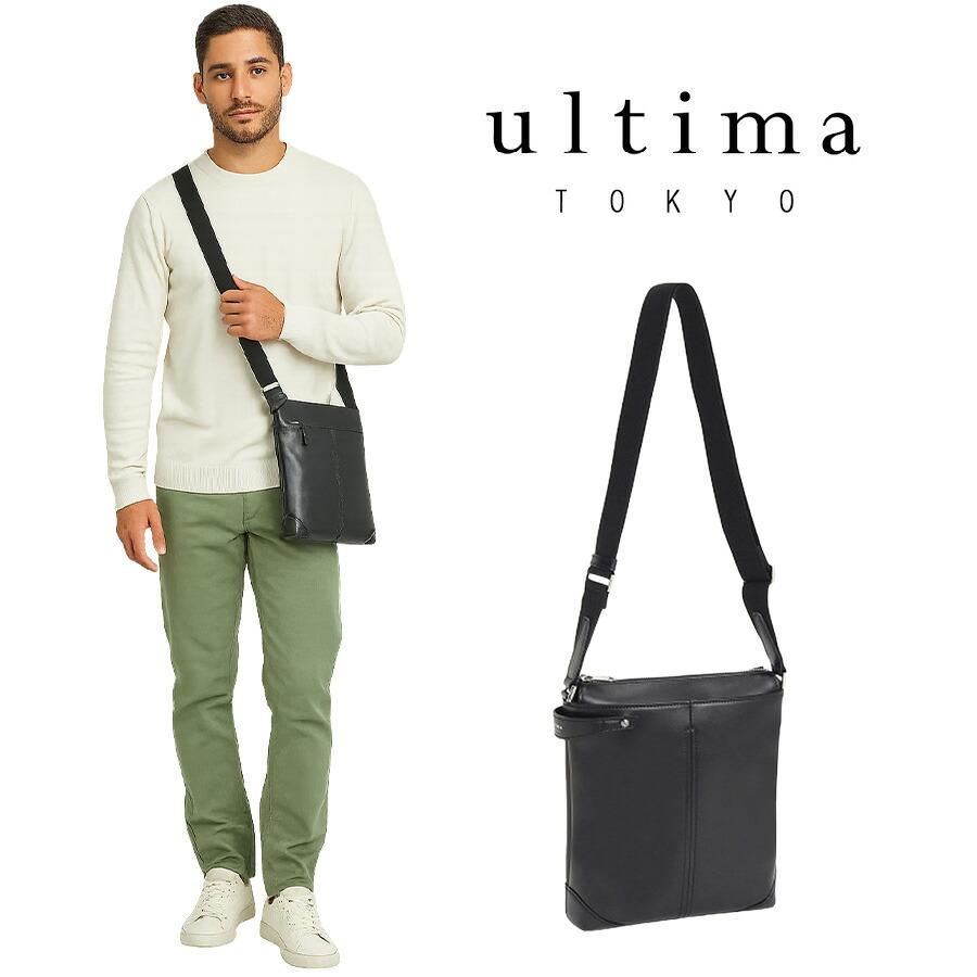 ultimaTOKYO 70111 パート タテ型ショルダーバッグ ショルダーバッグ 斜め掛け 牛革 本革 メンズ ユニセックス プレゼント ギフト 日本製 父の日 ブラック ultimaTOKYO 70111 パート タテ型ショルダーバッグ ショルダーバッグ