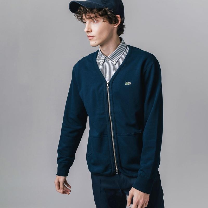 LACOSTE メンズ ジップカーディガン LACOSTE｜クレイジーニッティングハイネックジップカーディガン