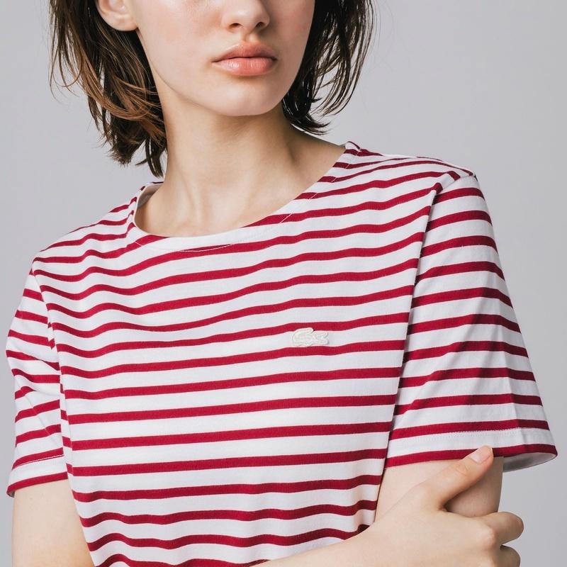 ラコステ赤×白のボーダー半袖トップス LACOSTE ラコステ ボーダーTシャツ 赤白 ワニロゴ 半袖｜Yahoo!フリマ