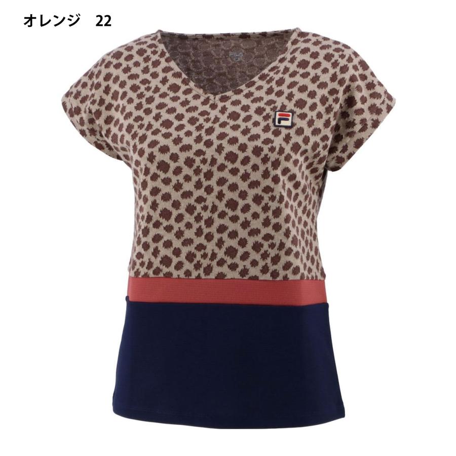 FILA テニスウェア Tシャツ キュロット バイザー 3点セット FILA（フィラ） SALE Vネック Tシャツ デジタルパンサー柄 VL2533