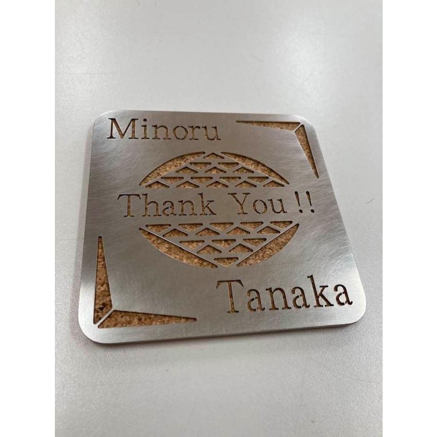 コースター 3枚セット 名入れ プレゼント ギフト ステンレス ノベルティ 記念品 お祝い ホームパーティー コルク 金属 耐熱 断熱 スタイリッシュ |  | 03
