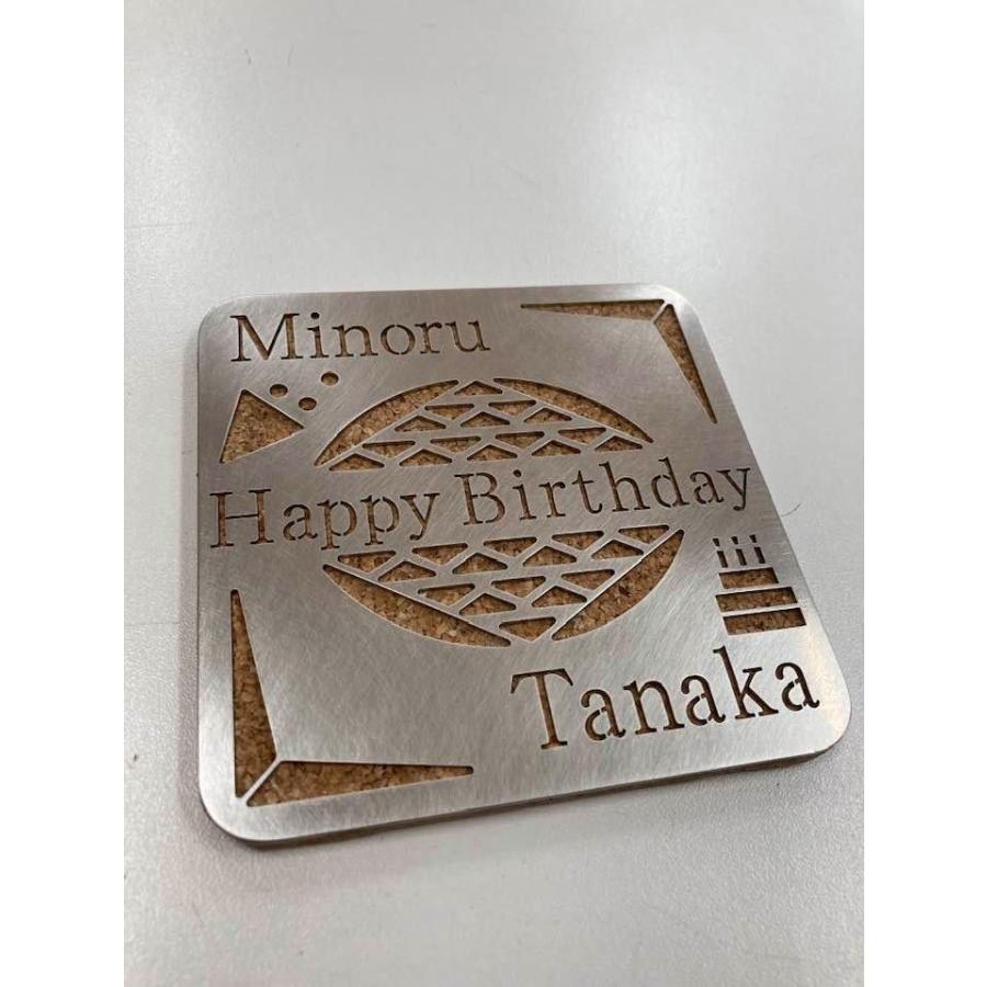 コースター 3枚セット 名入れ プレゼント ギフト ステンレス ノベルティ 記念品 お祝い ホームパーティー コルク 金属 耐熱 断熱 スタイリッシュ |  | 05
