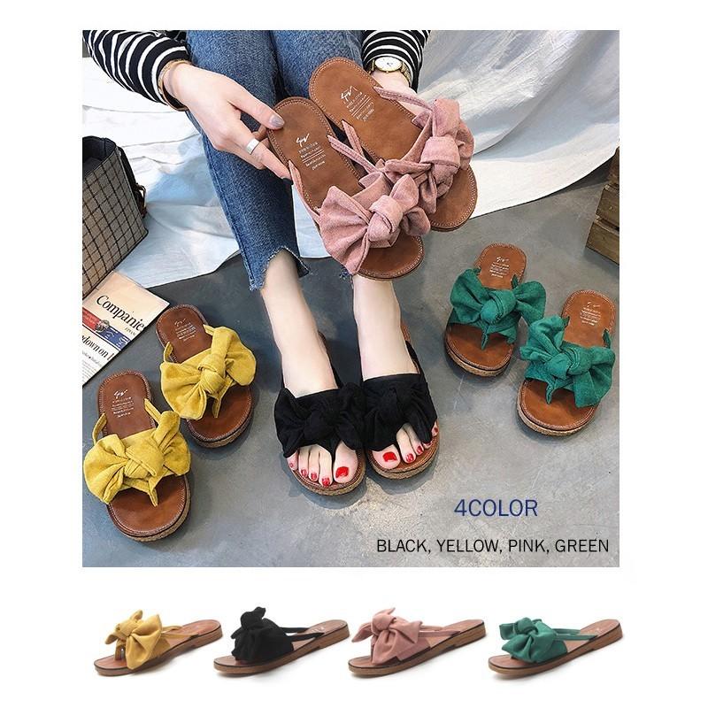 サンダル リボンポイント ミュール ビーチサンダル レディース 楽ちん ぺたんこ サンダル 無地 軽い つっかけ 海 痛くない 可愛い 夏 ビーサン 黒 ブラック |  | 05