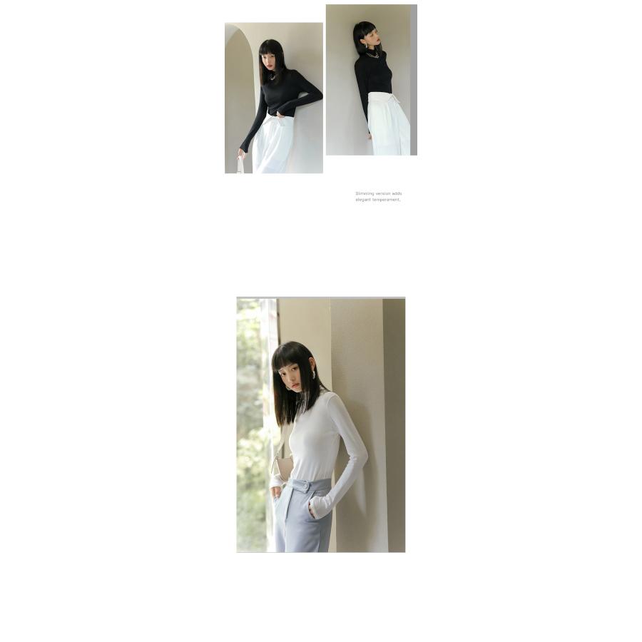 カットソー トップス レディース 長袖 tシャツ ハイネック