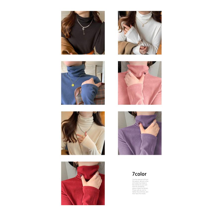 カットソー トップス レディース 長袖 tシャツ ハイネック タートルネック きれいめ 秋 冬 ロンT 静電気防止 両面起毛 伸縮性 シンプル かわいい 無地 爆買 |  | 10
