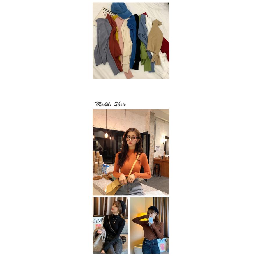 ニット カットソー 長袖 レディース トップス リブニット リブセーター クールネック インナー きれいめ おしゃれ 着痩せ 長袖Tシャツ ストレッチ スリム 爆買 |  | 19