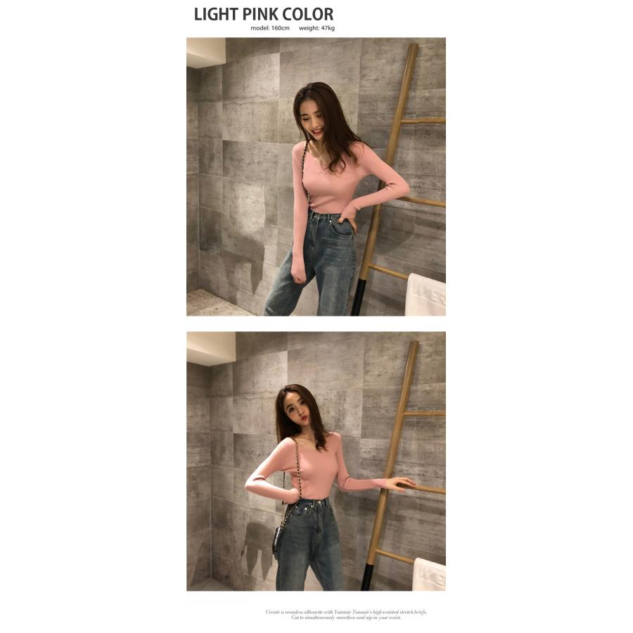 ニット カットソー レディース リブニット トップス セーター 長袖 リブセーター Vネック 長袖ニット プルオーバー インナー おしゃれ かわいい ストレッチ 爆買 |  | 27