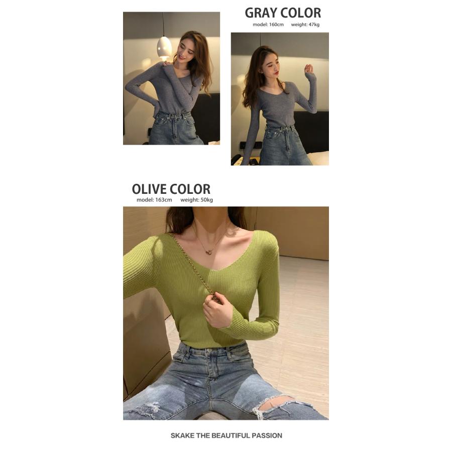 ニット カットソー レディース リブニット トップス セーター 長袖 リブセーター Vネック 長袖ニット プルオーバー インナー おしゃれ かわいい ストレッチ 爆買 |  | 28