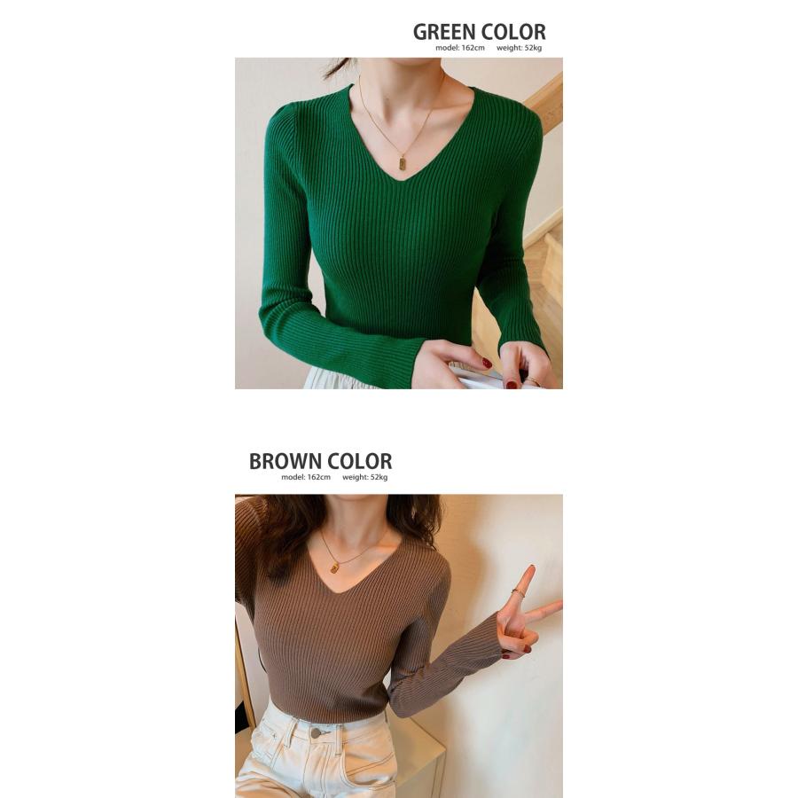 ニット カットソー レディース リブニット トップス セーター 長袖 リブセーター Vネック 長袖ニット プルオーバー インナー おしゃれ かわいい ストレッチ 爆買 |  | 29