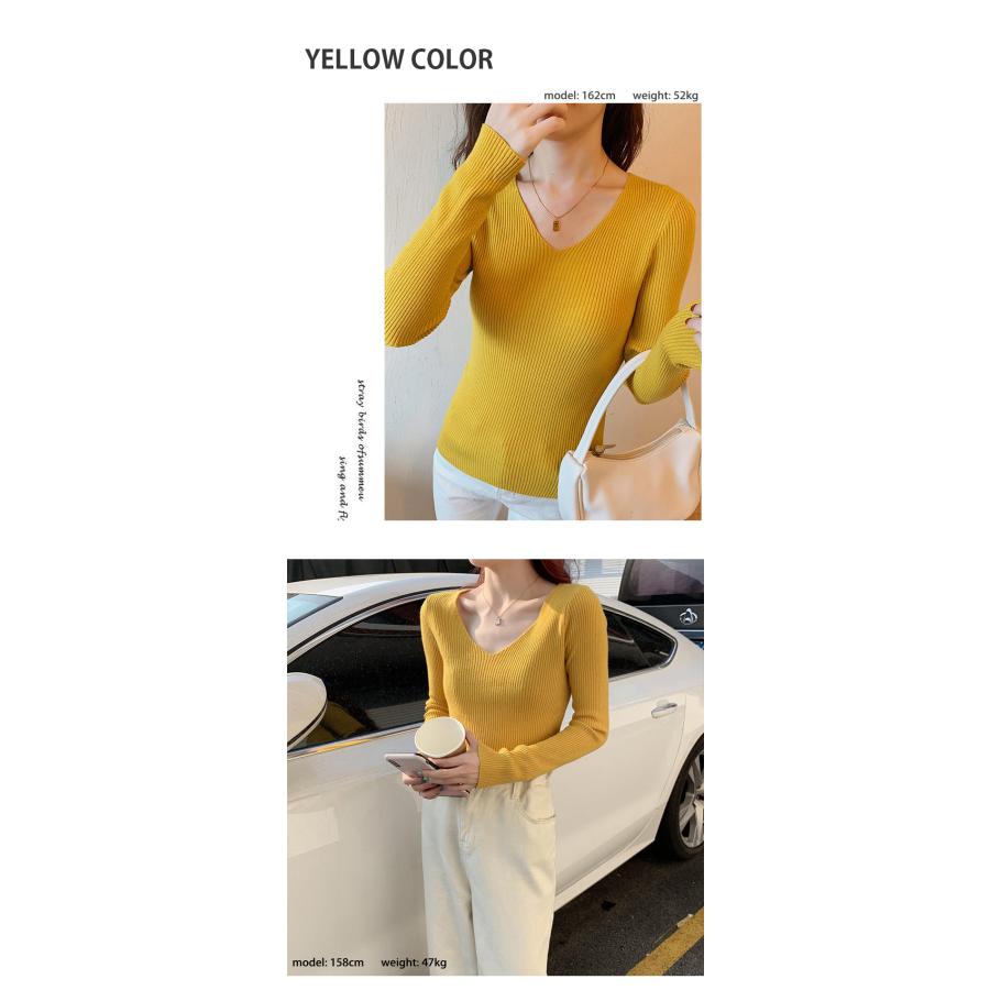 ニット カットソー レディース リブニット トップス セーター 長袖 リブセーター Vネック 長袖ニット プルオーバー インナー おしゃれ かわいい ストレッチ 爆買 |  | 25