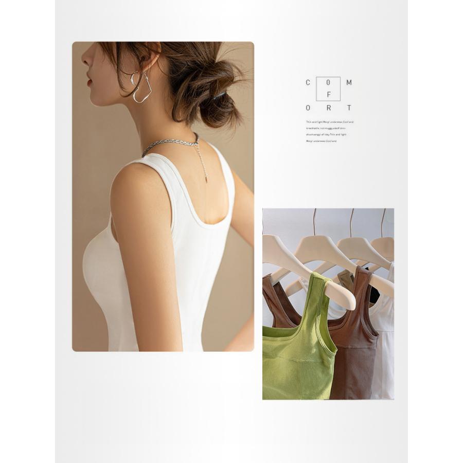 ブラトップ タンクトップ 垂れない カップ付き レディース リブ ノースリーブ 無地 着心地抜群 ブラタンクトップ トップス Uネック インナー バストケア 通気性 |  | 08