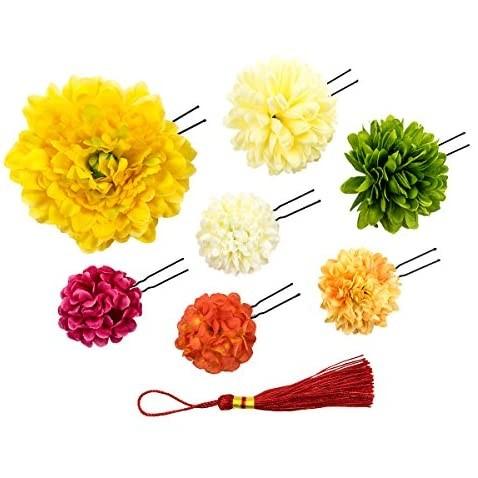 かんざストア髪飾り 手作り Uピン コーム 振袖 袴 浴衣 着物 髪留め 簪 キュート 花 髪飾り ファー ドレス 結婚式 卒業式 イエロー 2 Sagaretxe Net