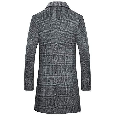 正規品 Bojin コート メンズ 冬 ウール ロング ビジネス ステンカラー 無地 防寒 防風 大きいサイズ グレー チェック M 最適な価格 App Integracps Com Br