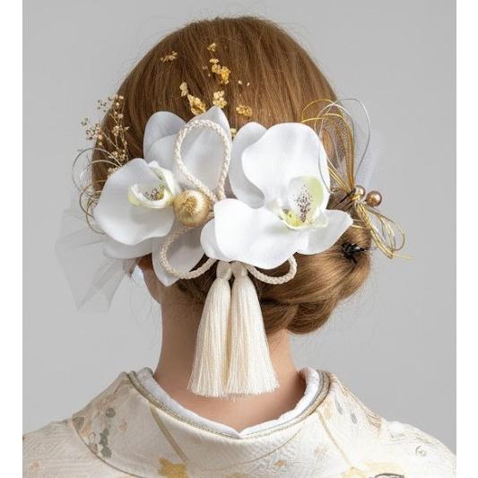 髪飾りTata8】高級胡蝶蘭×2 成人式 振袖 結婚式 卒業式 袴 着物 和装