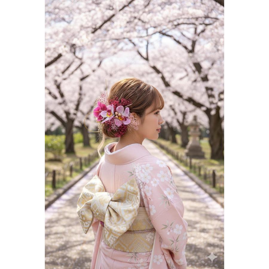 髪飾り 成人式 振袖 卒業式 袴 結婚式 前撮り後撮り 豪華造花 水引き