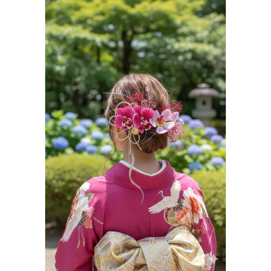 髪飾り 成人式 振袖 卒業式 袴 結婚式 前撮り後撮り 豪華造花 水引き